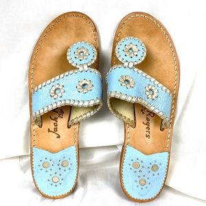 Jack Rogers Light Blue & Silver Sandals size 6